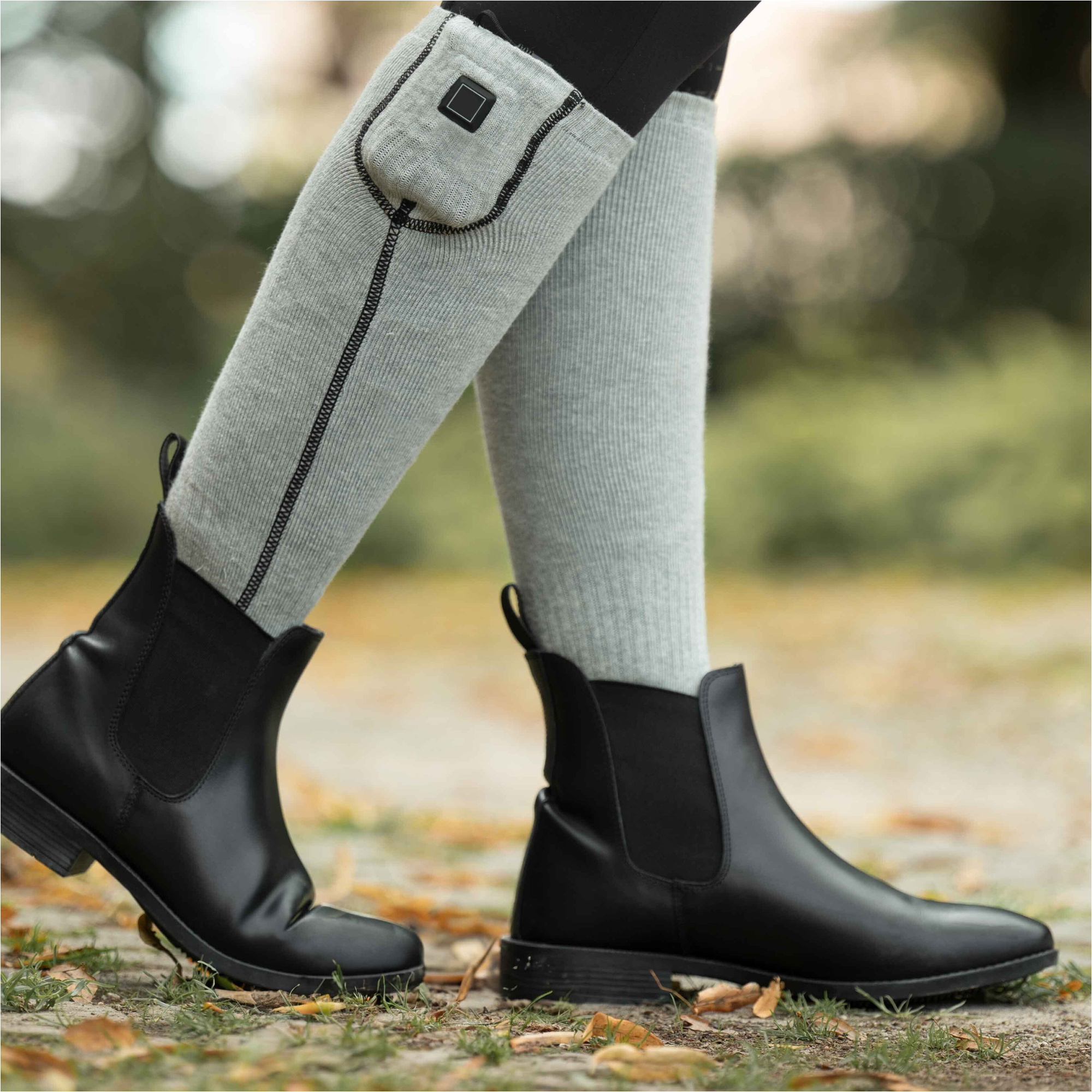 2026 HKM Womens Heating Socks Keep Warm Style 14973 - Grey / Black
